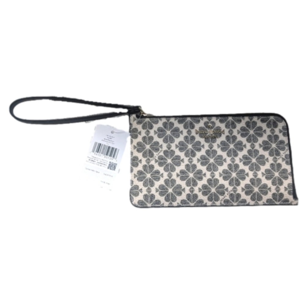 Kate Spade Lucy Spade Flower Medium L-zip Wristlet in Black Multi
